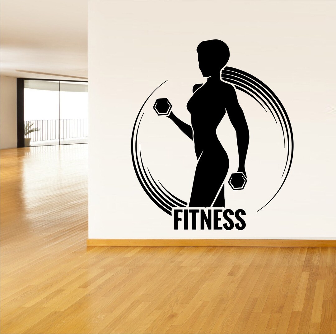 Gym Sport Workout Fitness Girl Logo Sign Emblem Wall Sticker Vinyl ...