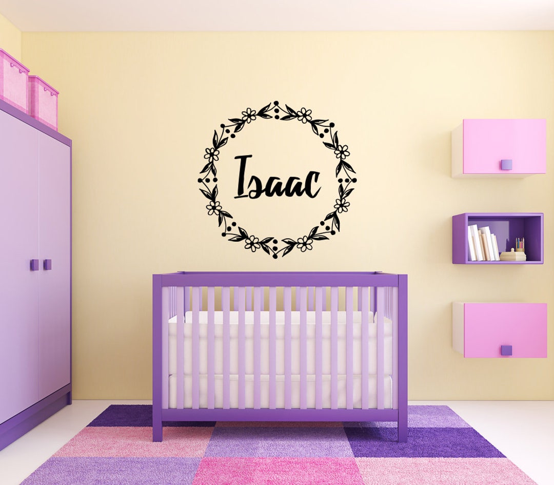 Buy Isaac Boy Name Wreath Flowers Floral Nursery Kids Room Wall Sticker Vinyl Decal Mural Art Decor EH3529 Online in India Etsy