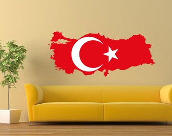 Turkey Country Map Flag Outline Travel Car Wall Sticker Vinyl Decal Mural Art Decor LP6353