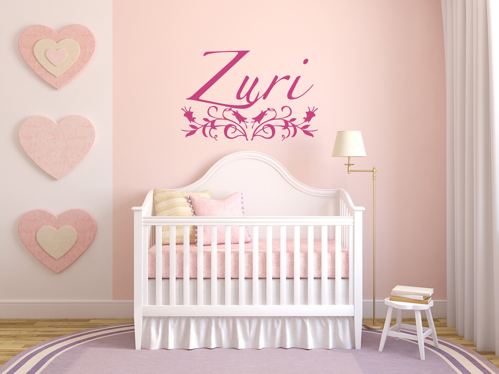 Zuri Girl Name Flowers Floral Nursery Kids Room Wall Sticker Etsy