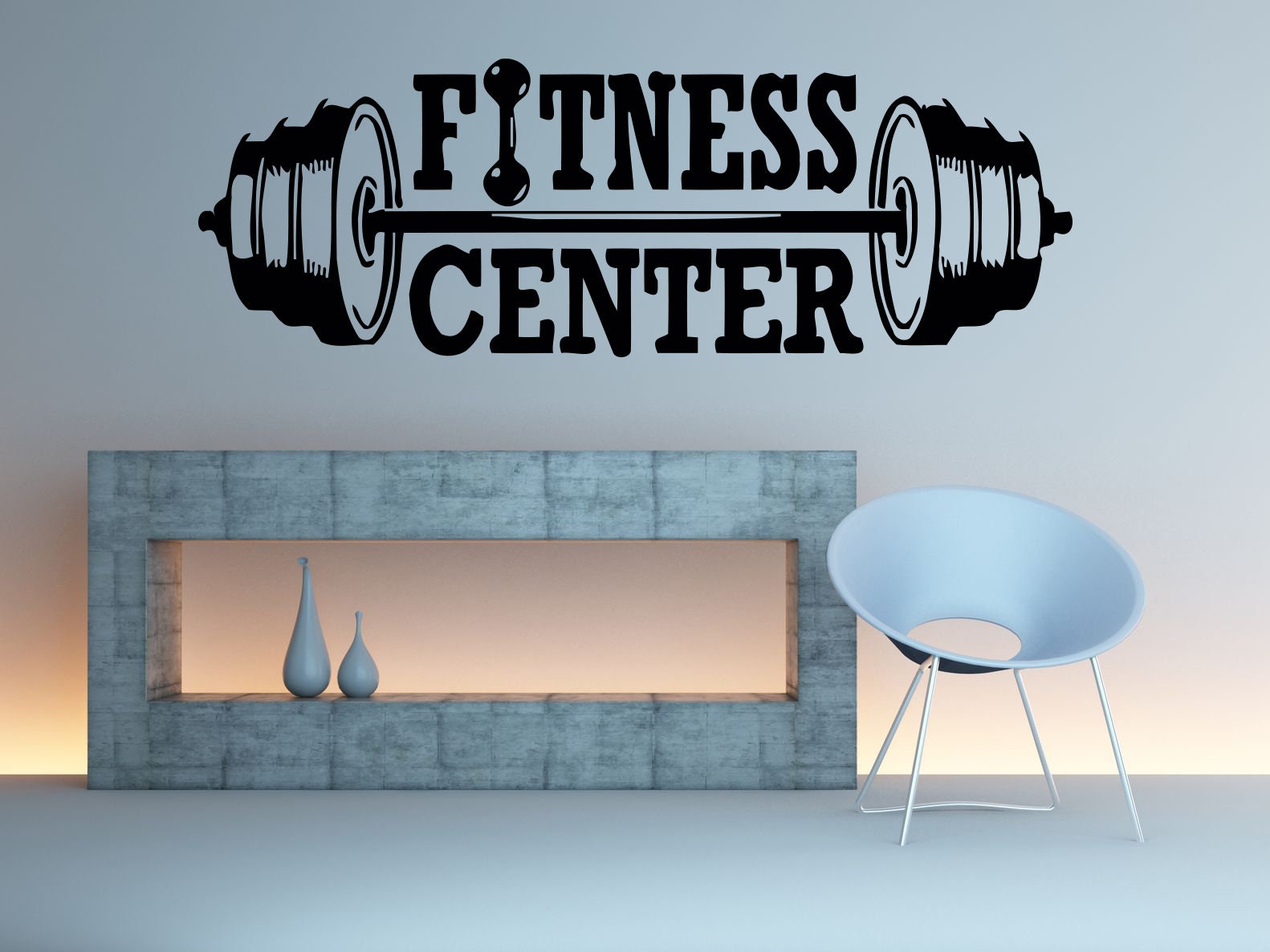 Gym Sport Workout Fitness Barbell Logo Sign Emblem Wall Sticker Vinyl Decal Mural Art Decor LP8260