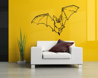 Spooky Bat Large Wall Poster Halloween Party Removable Wall Sticker Peel and Stick Vinyl Decal Creepy Animal Mural Modern Home Art Decor