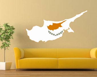 Cyprus Country Map Flag Outline Travel Car Wall Sticker Vinyl Decal Mural Art Decor LP6288