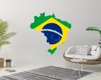 Brazil Country Map Flag Outline Travel Car Wall Sticker Vinyl Decal Mural Art Decor LP6276