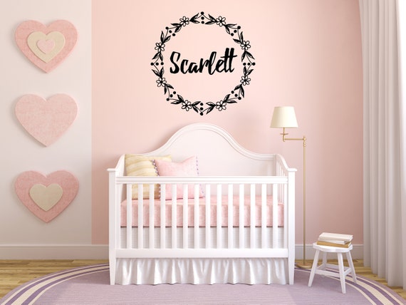 Scarlett Girl Name Wreath Flowers Floral Nursery Kids Room