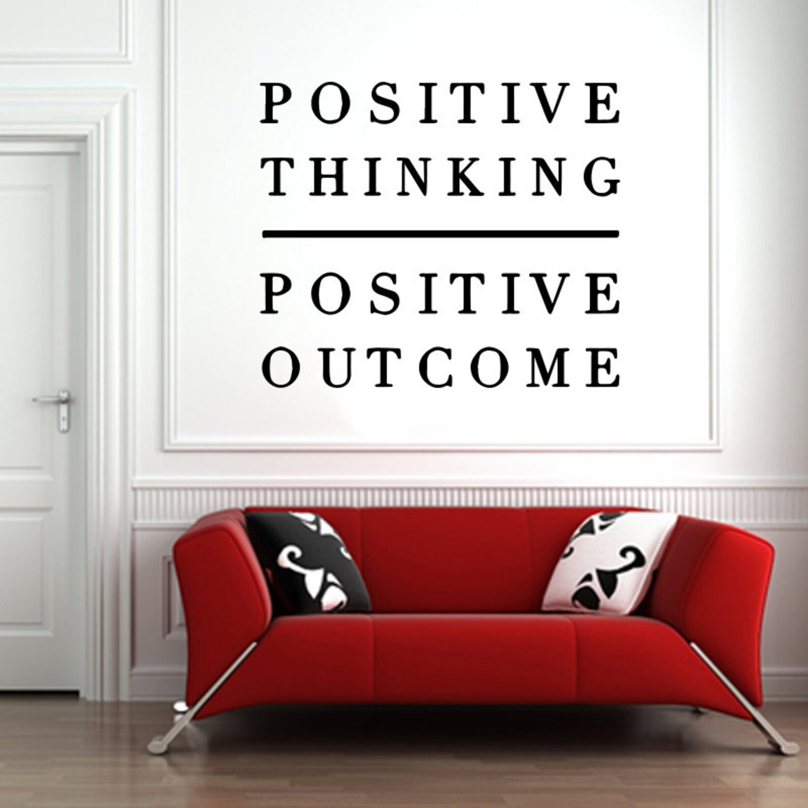 Positive Thinking Positive Outcome Quote Phrase Wall Sticker Etsy