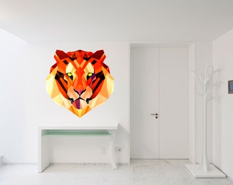 Tiger Animal Geometric Polygonal Car Wall Sticker Vinyl Decal Mural Art Decor LP6906