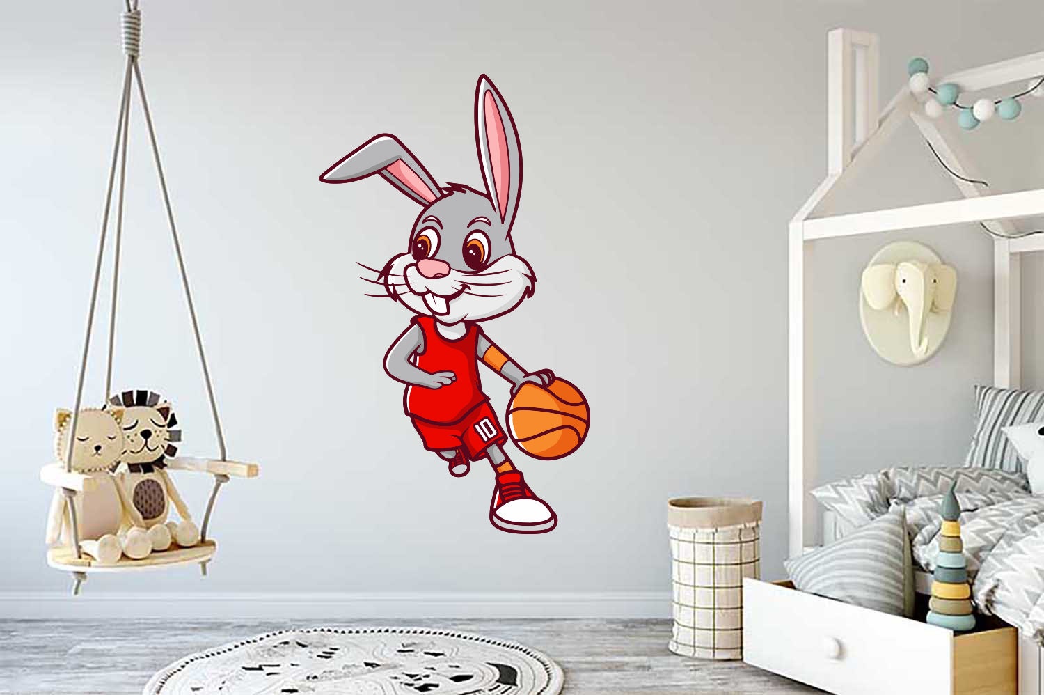 Basketball Rabbit Animal Team Sport Game Kids Room Car Wall | Etsy