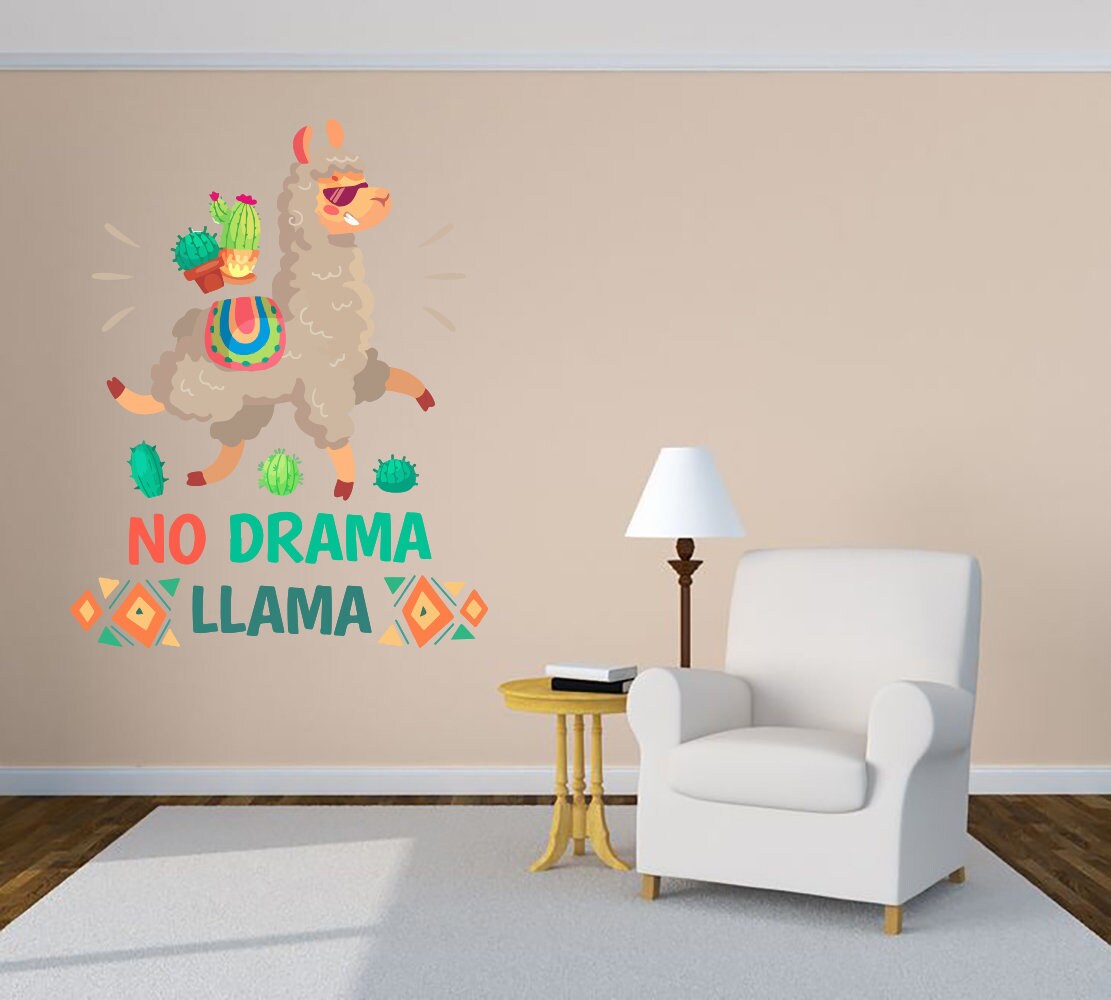 No Drama Llama Wall Decals Alpaca Themed Girls Room C701 Alpaca Llama Nursery Wall Decor Llama Wall Art Llama Vinyl Stickers 