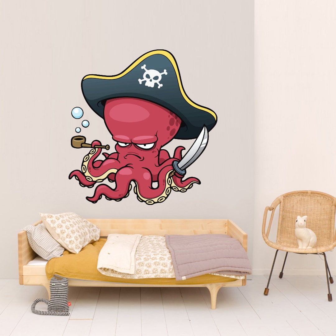 Octopus Pirate Cartoon Kids Room Water Animal Tentacles Car - Etsy Octopus Pirate Cartoon Kids Room Water Animal Tentacles Car - Etsy