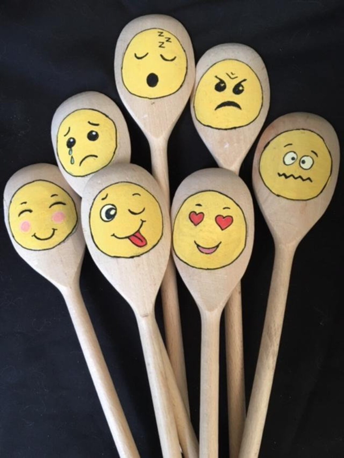 Set of 7 Emotions story spoons Etsy
