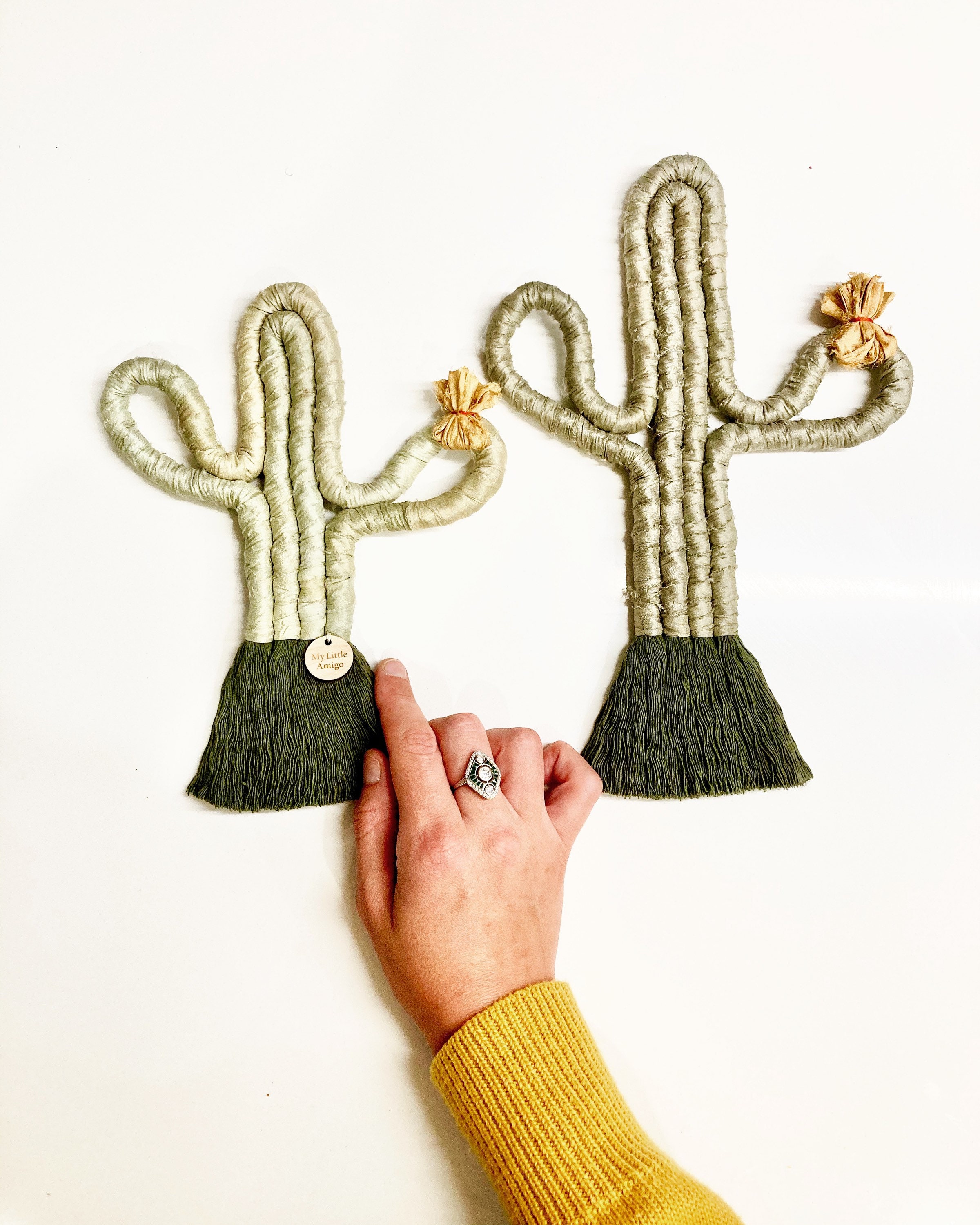 Flowering Cactus Wall Hanging Fiber Art Cactus Wall Art Etsy