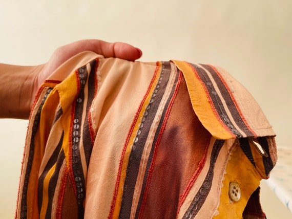 Vintage Etro pure silk striped yellow blouse, but… - image 10