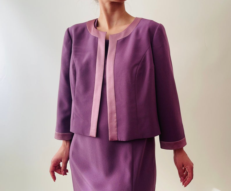 vintage lilac evening dress set, minimalist maxi dress image 5