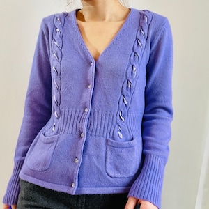 lavender wool and agora cardigan, wool sweater image 1