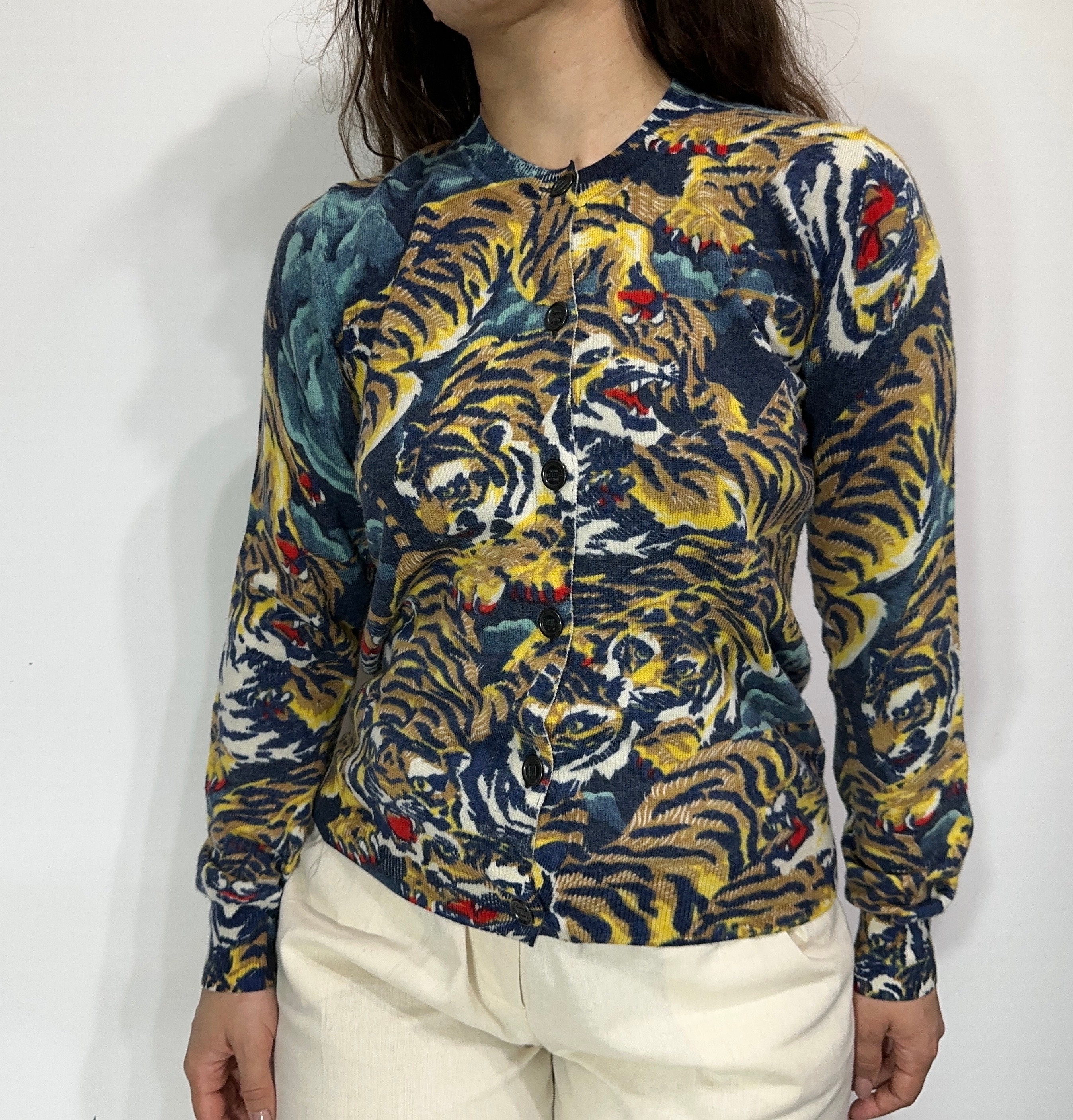 Kenzo Paris Merino Wool Sweater Kenzo Flying Tiger Sweater Extrafine Wool Cardigan Etsy