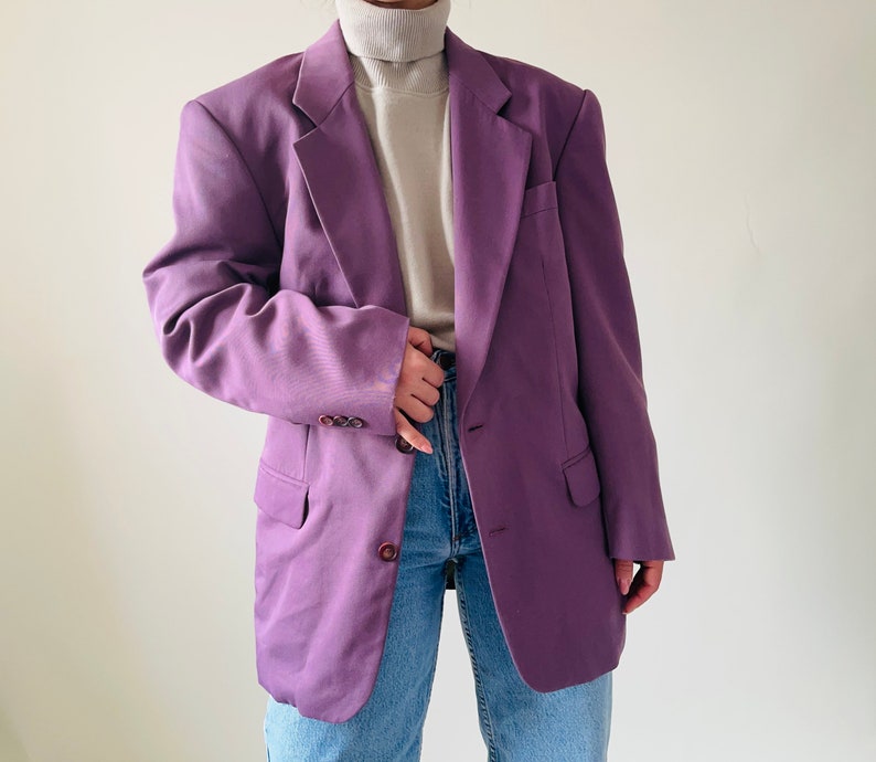 vintage purple wardrobe essential blazer, masculine cut image 3