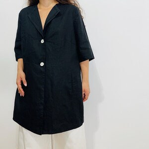 Vintage oversized black linen shirt-style jacket XL
