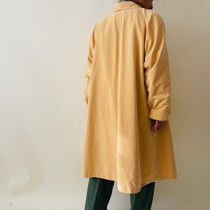 vintage light yellow oversized trench coat, minimalist spring coat image 6