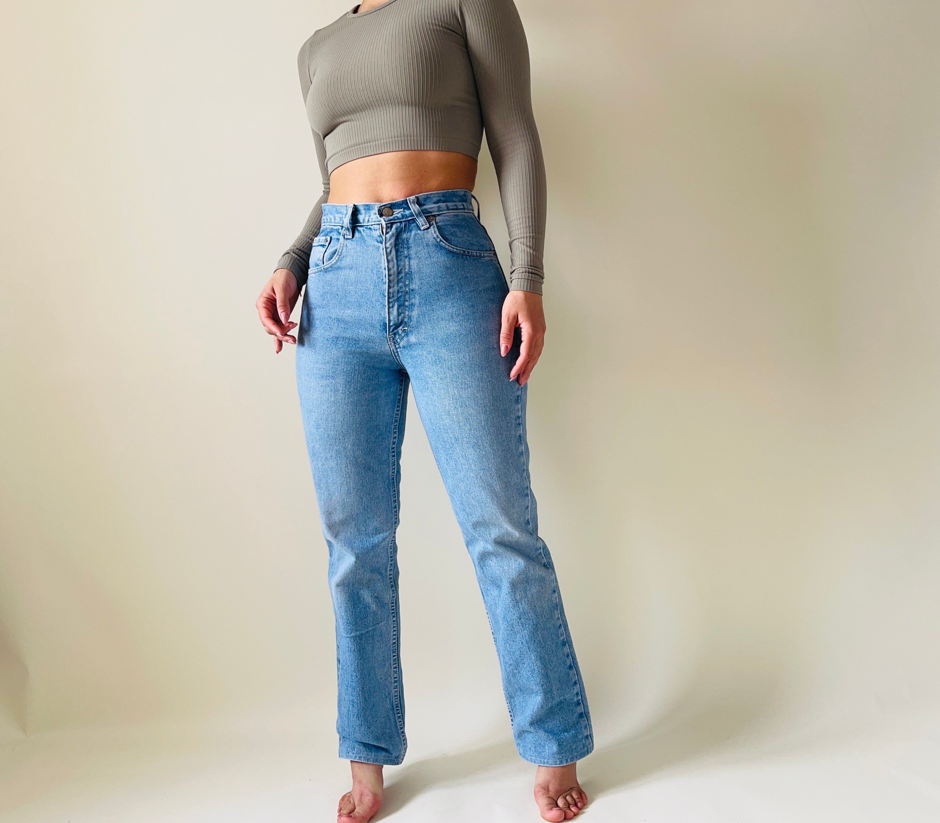 Vintage High Waisted Light Blue Jeans Straight Leg Jeans - Etsy