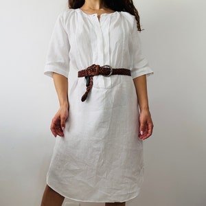 linen white tunic dress, line shirt dress image 6