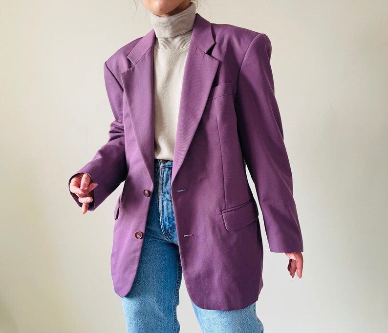 vintage purple wardrobe essential blazer, masculine cut image 1