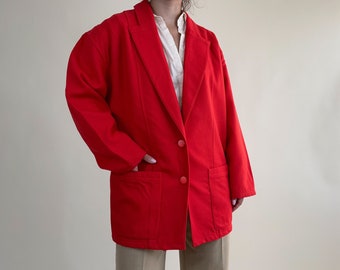 Vintage pure wool red  oversized blazer, wool jacket