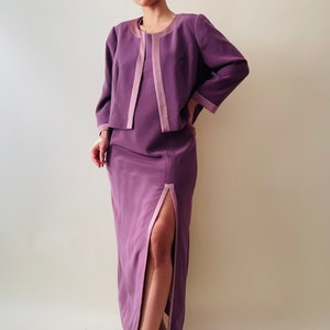 vintage lilac evening dress set, minimalist maxi dress image 1