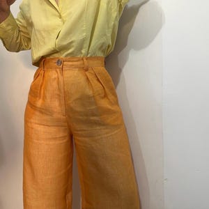 Wide-Leg Linen Trousers – High-Waisted Pleated Pants – Linen or Cotton – Summer to Fall Trousers – Made to Order – Size Inclusive