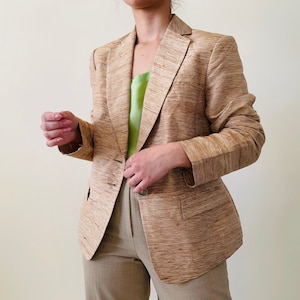 Vintage raw silk blazer S-M / 100% silk jacket / elegant single-breasted blazer / classic silk suit jacket