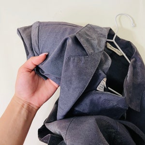 vintage linen mix grey blazer shirt, linen short sleeved long blouse image 8
