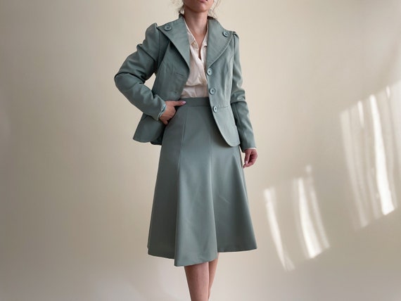 sage green skirt set