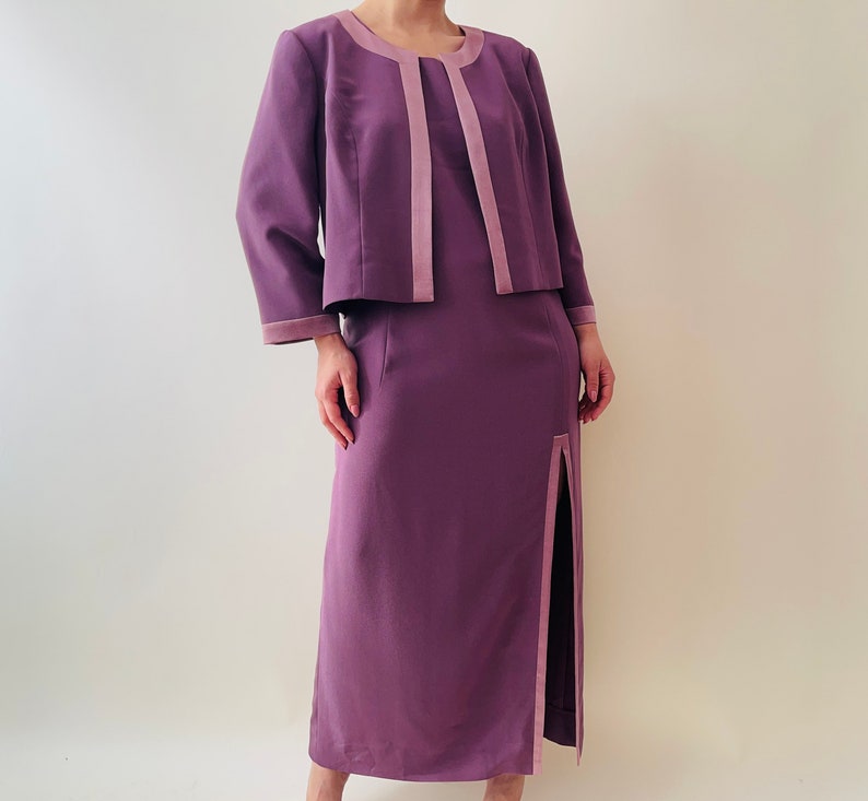 vintage lilac evening dress set, minimalist maxi dress image 2