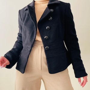 wool & cashmere black double breasted jacket