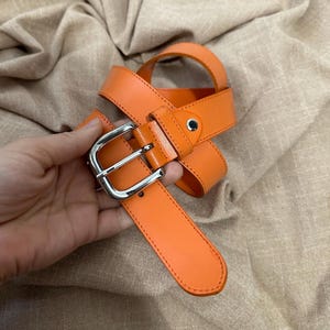 Ceinture Vintage Joan & David En Cuir Marron - Taille M, Boucle Laiton, état Comme Neuf, Femme