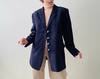 vintage  pure fine wool indigo blazer, single breasted blazer