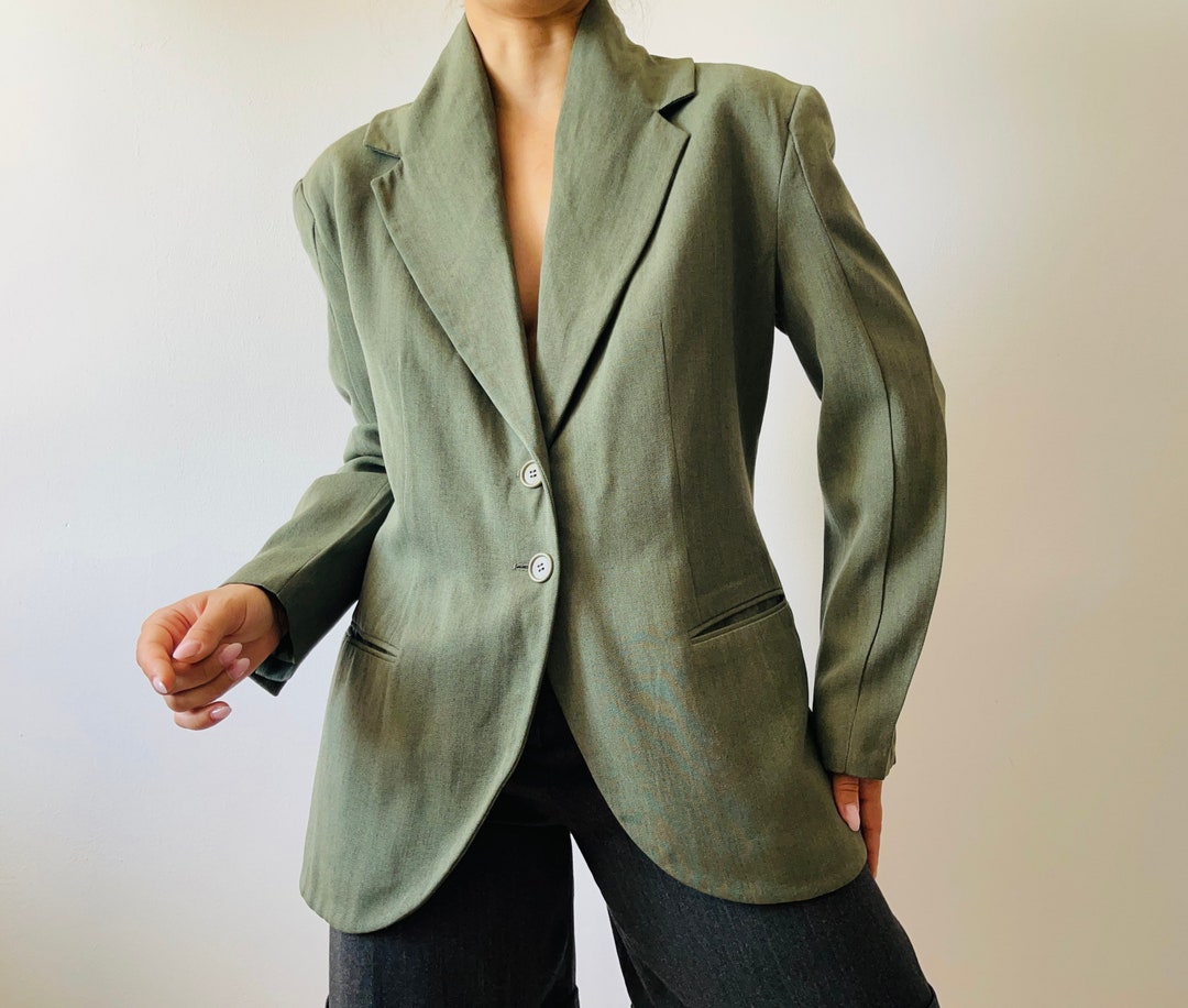 Vintage Fine Wool Green Single Breasted Blazer - Etsy