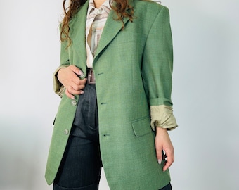 vintage wool mix green masculine blazer