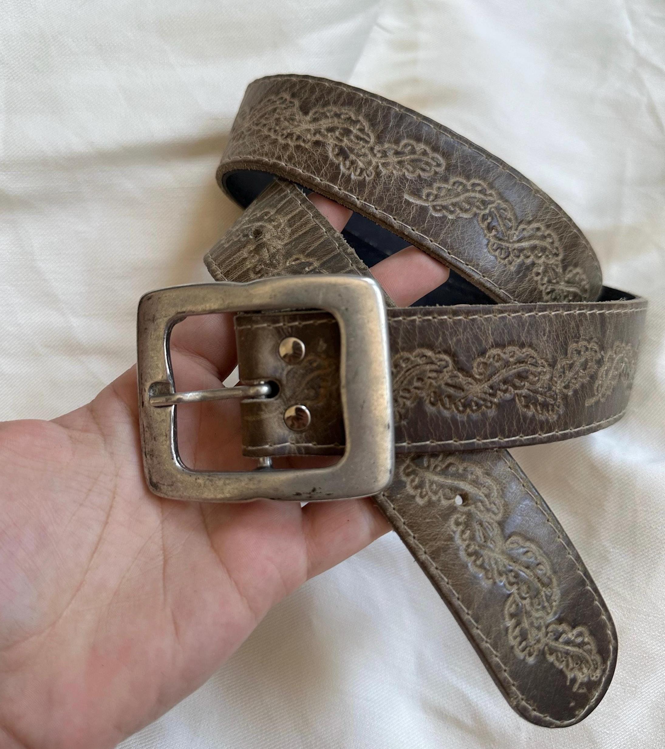 Vtg FOSSIL Leather Belt with Paisley Gold Buckle Fossil Leather Multicolor Belts for Women for sale | eBay main image 3