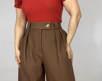 Wool High-Waisted Trousers – Pleated Straight-Leg, Made to Order