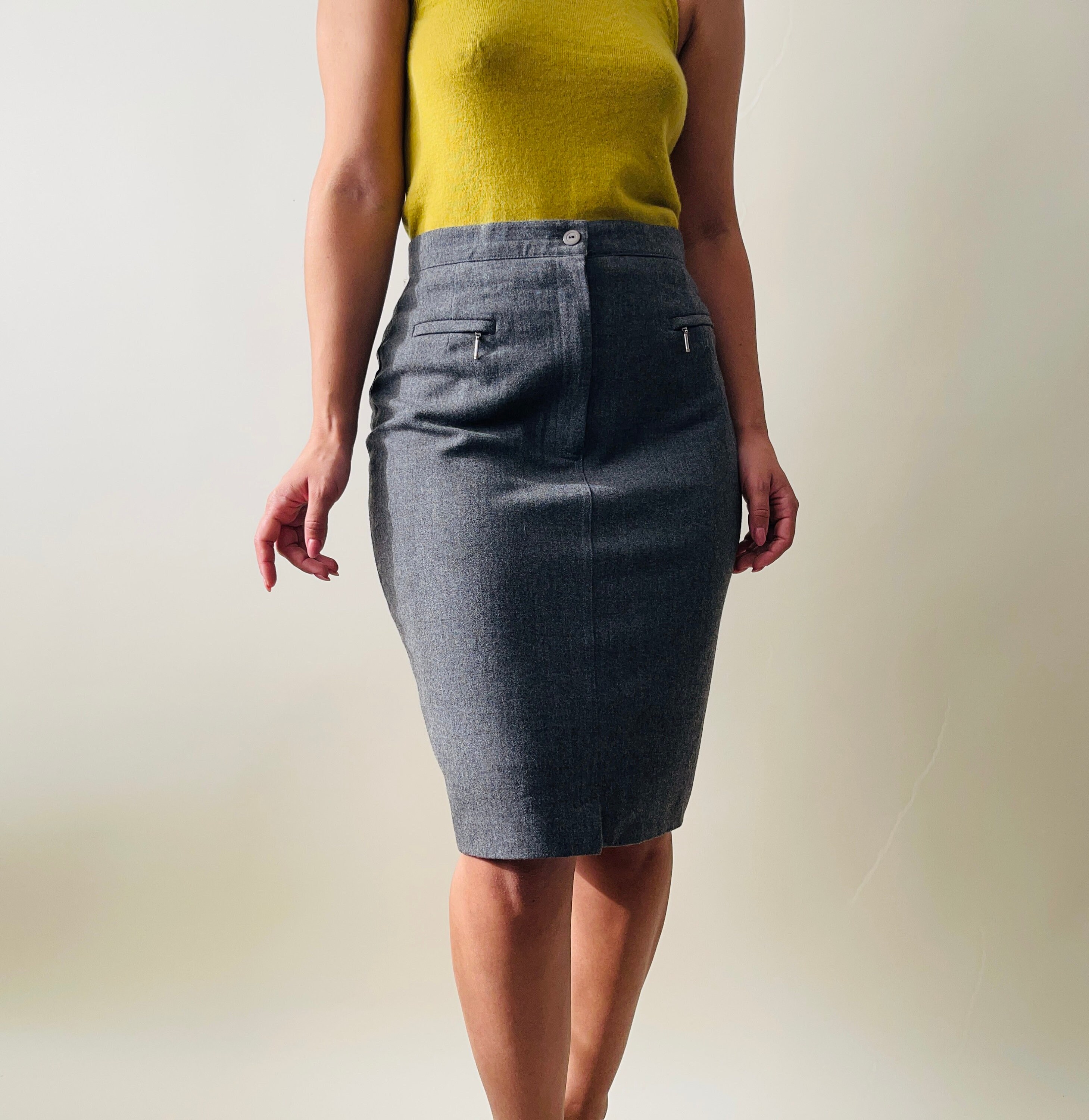 Womens Skirt Grey Pencil Skirt Xl Twin Girls Grey Knee Length