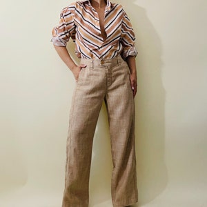 vintage linen pants set linen wide leg trousers, linen jacket image 3