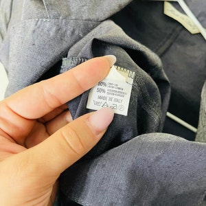 vintage linen mix grey blazer shirt, linen short sleeved long blouse image 9
