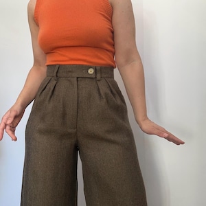 Wide-Leg Wool Trousers – High-Waisted Tailored Pants – Pleated Fall/Winter Trousers – Made to Order