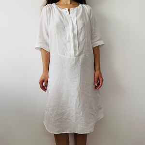 linen white tunic dress, line shirt dress image 4