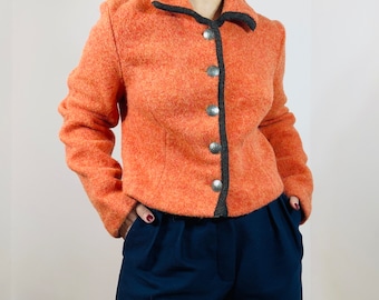 wool knitted orange jacket/ orange wool blazer