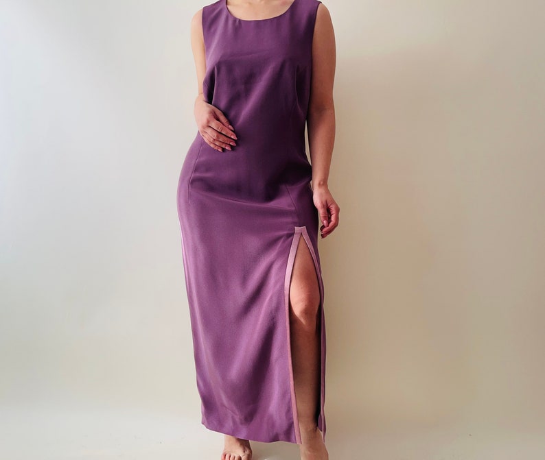 vintage lilac evening dress set, minimalist maxi dress image 4