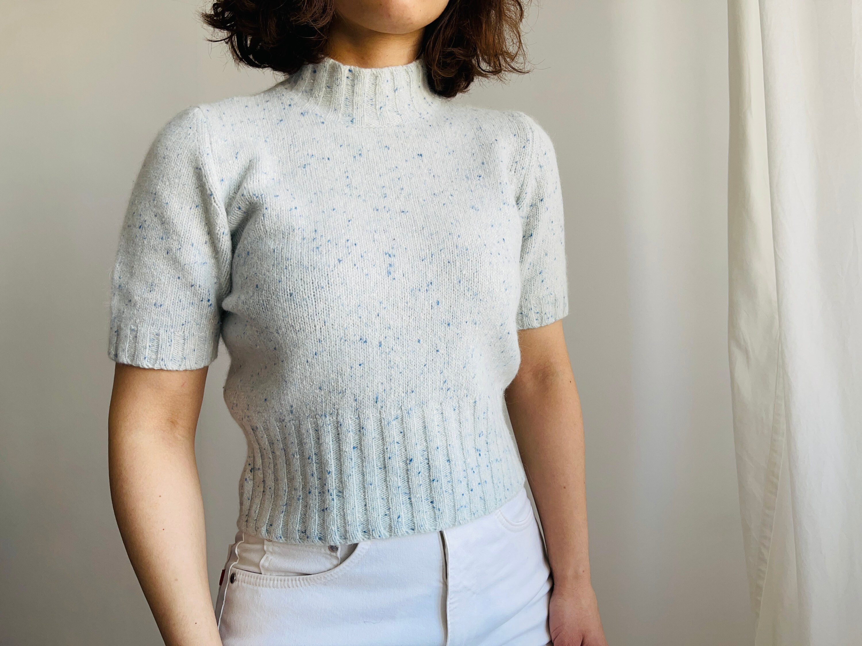 Light blue wool and angora sweater baby blue wool cropped top Etsy
