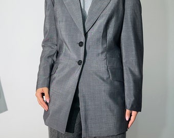 blazer de lana fina escada/ blazer de lana gris