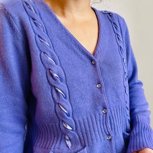 lavender wool and agora cardigan, wool sweater image 2